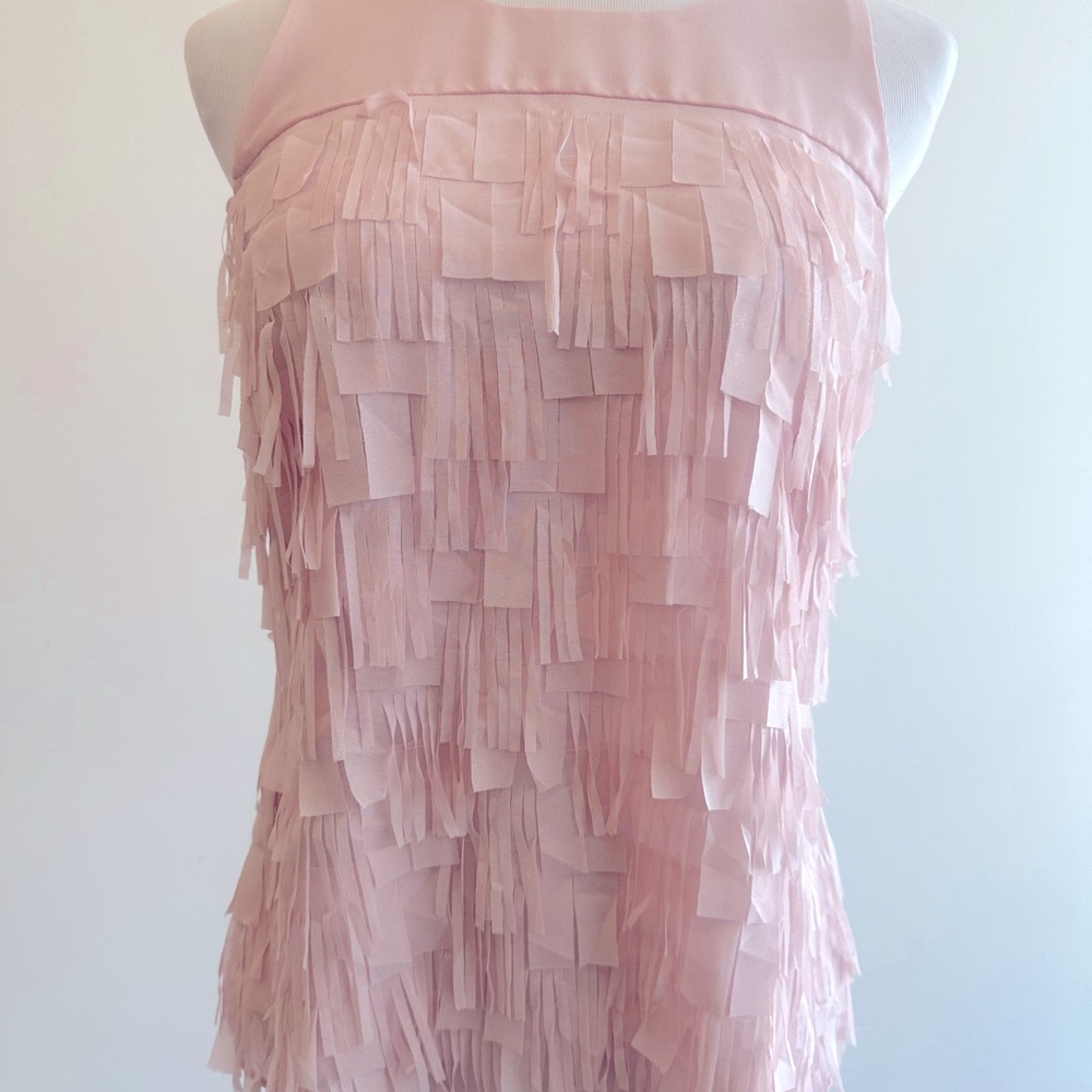 Etcetera dressy pink shingled blouse